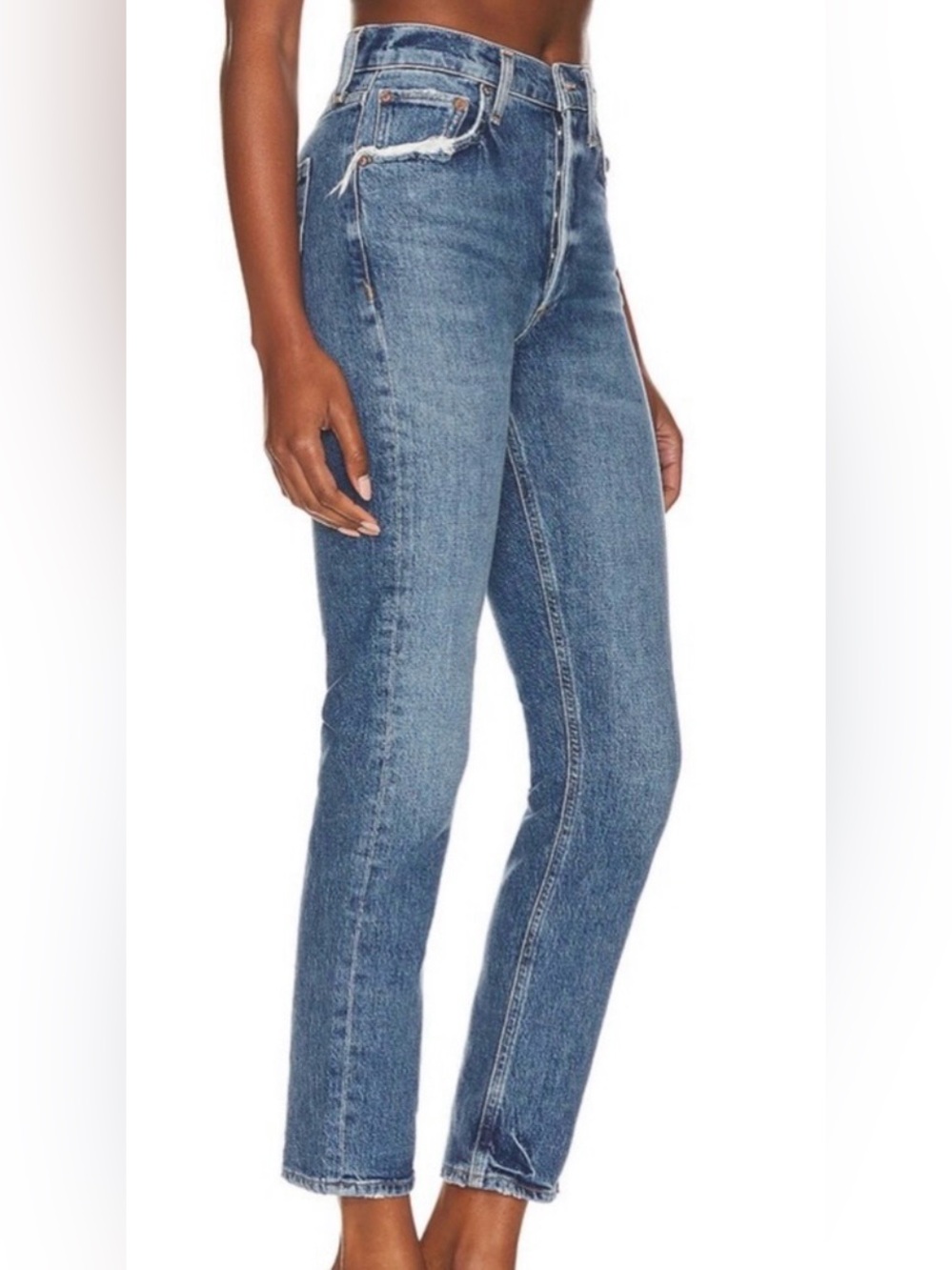 AGOLDE Riley Long High Rise Straight Cropped Jeans 29 Button Fly